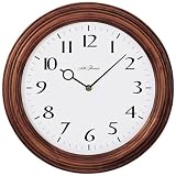 Seth Thomas Providence White Dial Warm Mahogany Finish Alderwood Case with Quartz Wall Clock