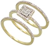 14k Gold Wedding Set Ring, w/ 0.60 Carat Brilliant Cut & Invisible-set Diamonds, 1/4 in. (7mm) wide