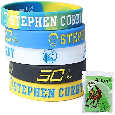 3D Stephen Curry Silicone Wristband Bracelet NBA Basketball Star Bracelet,4PCS Assorted Color (B style)