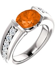 14K White Gold 9.00x7.00mm Oval Cut Madeira Citrine and Diamond Ring -- LIFETIME WARRANTY
