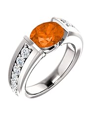 10K White Gold 9.00x7.00mm Oval Cut Madeira Citrine and Diamond Ring -- LIFETIME WARRANTY