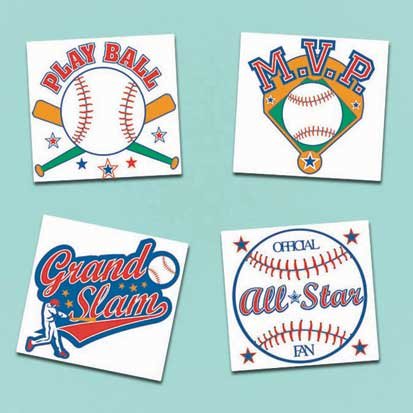Childrens Toyshop  Toys : Baseball Temporary Tattoos (24 count)