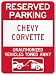 Reserved Parking Dodge Chevy Chevrolet Corvette Only Others Towed Metal Sign
