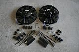 2x 9 Radiator Fans+Mounting Kits Slim Universal EVO