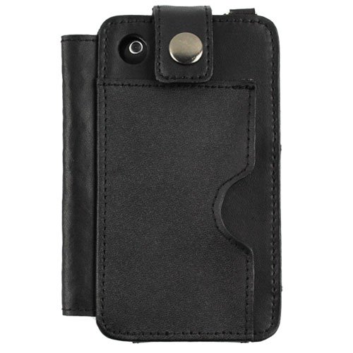 GTMax Leather Case With Stylus Pen Holder - Black for Apple iPhone 3G / 3G S Smartphone image