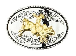 Western Belt Buckle With Mirror Finish & Gold Toned Bullrider