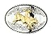 Western Belt Buckle With Mirror Finish & Gold Toned Bullrider