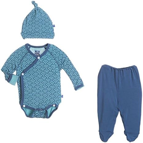KicKee Pants Kimono Gift Set Outfit, Baby Boys-Glacier Wave, 3-6 Months
