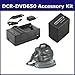 Sony DCR-DVD650 Camcorder Accessory Kit includes: SDNPFH100 Battery, SDM-109 Charger, VID80C Case