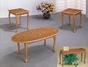 3 Piece Oak Occasional Living Room Table Set