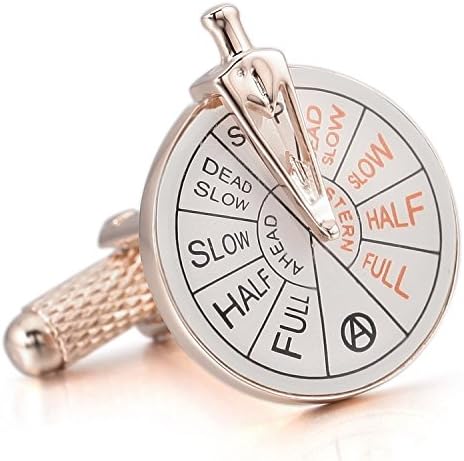 Kalendone Rubber Cuff Buttons Cufflinks Gold White Round Nautical Ship Engine Order Telegraph Shirt Cufflinks Wedding Cufflinks Sleeve Button Unique Cuff Links for Men