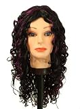 21 Long Off black,Neon magenta straight / spirals synthetic wig
