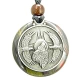 Amulet Howling Wolf Eagles Magic Medallion Circle Tiger Eye Iron Pendant Necklace
