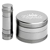 Royale Herb Grinder with Pollen Catcher 4 Piece, 2.5'' and FREE Pollen Press - Lifetime Warranty - Smooth Motion All Metal Aerospace Grade Aluminum with Fierce Neodymium Magnet - Top Choice for Tobacco, Medicinal Herbs, Coffee and Spices.(Silver)