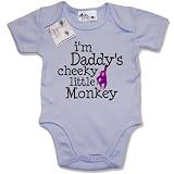 from Dirty Fingers Dirty Fingers Im Daddys cheeky little Monkey Baby & Toddler Short Sleeve Bodysuit / BabyGrow, 12-18 months, Blue