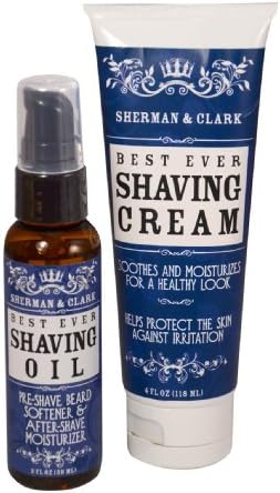 Sherman and Clark Best Ever Shaving Set with Lavender and Tea Tree Oil - 2 Piece Set. Shave Cream (4oz) and Pre Shave Oil (2oz)