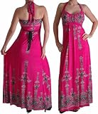 EyeCatchClothing - Slinky Long Maxi Halter Neck Print Dress