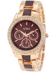 XOXO Womens XO5583 Rhinestones Accent Rosegold Brown Bracelet Watch