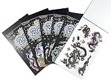 6 Packs Mini Temporary Tattoo Book, Cool Animals Tattoos for Guys