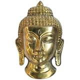 Head of Buddha Brass Statue Handmade Collectibles Figurine from India 14.61 x 5.08 x 8.89 cms