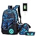 JiaYou Teenage Boy Girl Unisex Multifunctional School Bag Backpack with Florescent Mark(20L, USB ColorG 3 Sets)