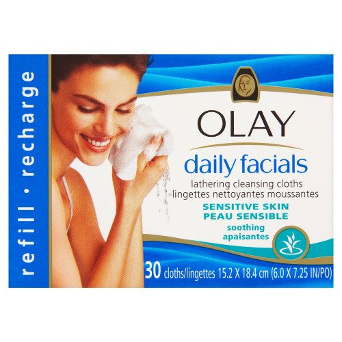 Olay Daily Facials Skin Soothing Cleansing Cloths, Sensitive Skin, 30 Count (Pack of 3)