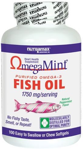 Nutramax Laboratories Incorporated - Omega Mint Purified Fish Oil, 1500 mg, 100 chewable softgel