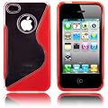 Red Clear Silicone Gel Grip Case Cover Skin For Apple iPHONE 4S/4 4th Gen (Black and White Models) with FREE LCD Screen Protector