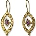 Gold Overlay Marquis Amethyst Dangle Earrings by Sajen