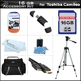 16GB Accessory Kit For Toshiba Camileo X100 H30 HD Camcorder Includes 16GB High Speed SD Memory Card + 50" Tripod + Deluxe Case + Mini HDMI Cable + Lens Cleaning Kit + Screen Protectors + More