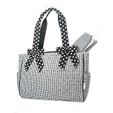 Cotton Quilted Gingham Diaper Bag - Black