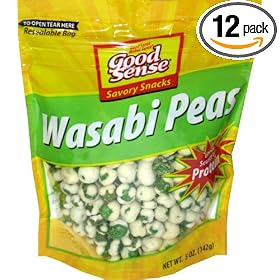Good Sense Savory Snacks, Wasabi Peas, 5-Ounce Bags (Pack of 12)