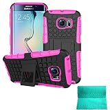 S6 Edge Case,Moment Dextrad *NEW* [Non-Slip][Perfect Fit][Stand Function] Hybrid Dual Layer Armor Defender Protective Case Cover ONLY for Samsung Galaxy S6 Edge *Three Months Warranty* (Pink)