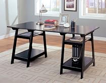 Hot Sale Coaster Trestle Style Office Desk Table, Black Wood Finish