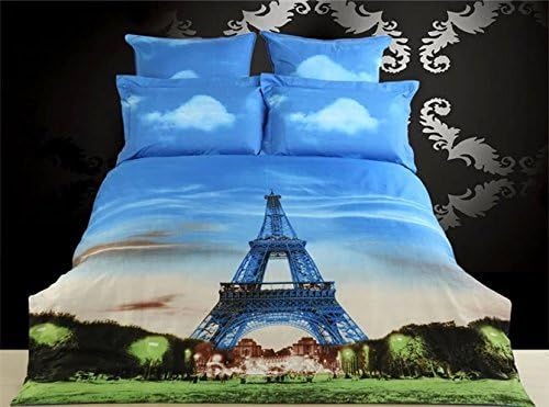 JOYBUY Home Textile Queen Comforter Bedding Luxury Bedding Unique Eiffel Tower 3D Oil Painting Bedding Sets Queen Size 4Pcs by JOYBUY Bedding Sets