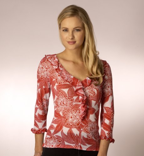 Per Una 3/4 Sleeve Leaf Print Top clothing