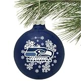 Seattle Seahawks Pacific Blue Snowflake Glass Ornament