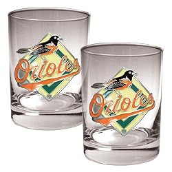 Baltimore Orioles MLB 2pc Rocks Glass Set - Primary Logo by Great American Products