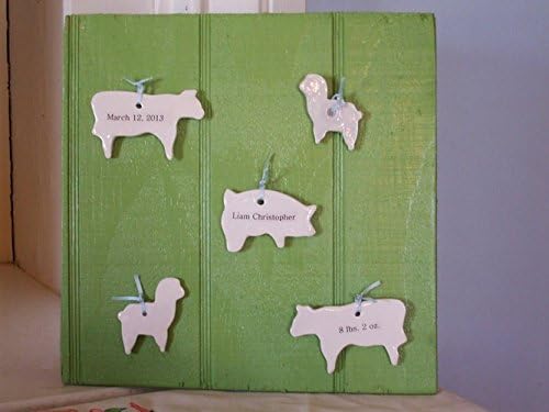 Personalized Old MacDonald Barnyard Nursery Decor, Pig, Goat, Cow on Bead Board Wall hanging