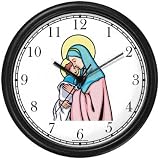 Mary & Baby Jesus or Madonna and Child No.1 - Christian Theme Wall Clock by WatchBuddy Timepieces (Slate Blue Frame)