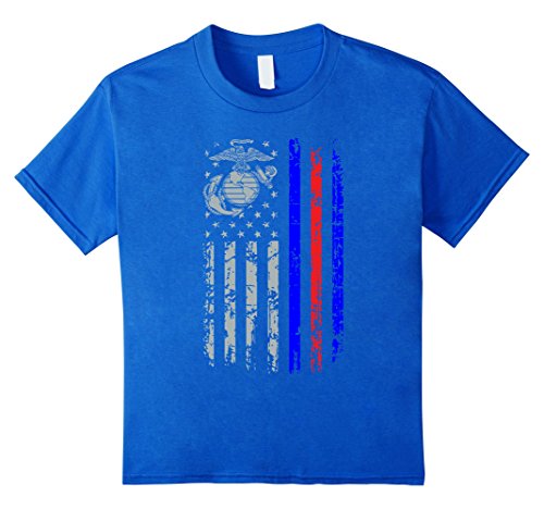 Marine America Flag Blue Red line - Cool Marine T shirt
