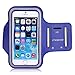 MoKo Phone Armband, Water Resistant Running Cell Phone Armband with Key Holder Adjustable Band Compatible with iPhone 11 Pro, X, Xs, 8, 7, 6, 6s, 5s, 5c, SE, 5, 4S, 4 for Walking Fitness, Indigo