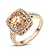 Yoursfs Yellow Princess Style Sparkly Halo 1.5ct Austrian Crystal Cushion Cut Topaz Anniversary Engagement Ring