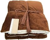 Set of 2 pieces Faux fur throw blanket is the perfect wedding or housewarming gift - Chestnut Brown