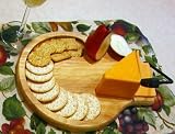 51lA06VluXL. SL160  Beechwood Round Contoured Cheese Tray with Slicer