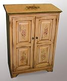 AA Importing 40034 Ivory Two Door Cabinet With Floral Painting