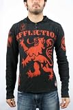 Affliction - Mens Lionheart Long Sleeve Henley With Hood In Black Lava Wash, Size: Medium, Color: Black Lava Wash
