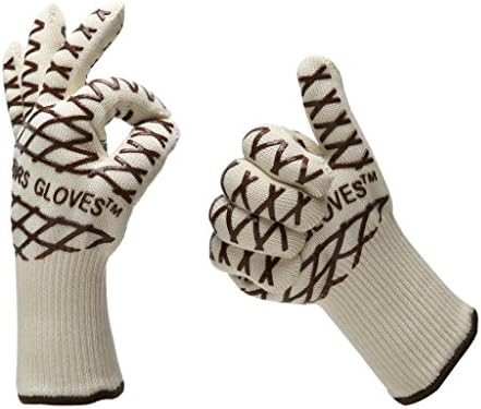 Armors Gloves (set of 2) - BBQ & Grill Heat Resistant Gloves with Extra long Cuff - Five Finger flexibility and seamless design - Oven Gloves Provides Exceptional Comfort In Your Kitchen Or At Your Barbeque, Smoker Or Fire Pit