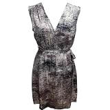 Black Lavender Creme Abstract Print Backless Sheath Dress