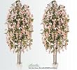 TWO 6.5' Wisteria Real Wood Trunks Artificial Trees each with approx. 105 flower clusters _Coral